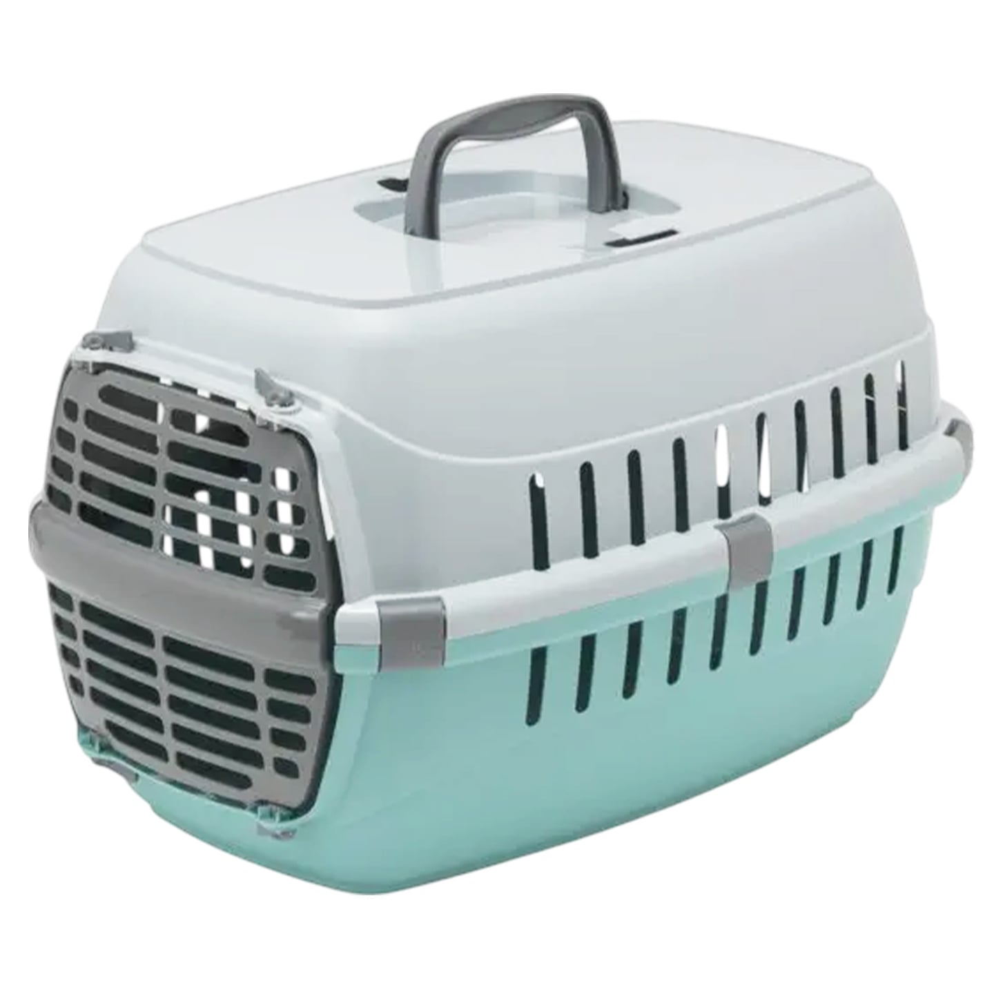 Cușcă pentru transport pisici Moderna, plastic, 48x32x30 cm, multicolor