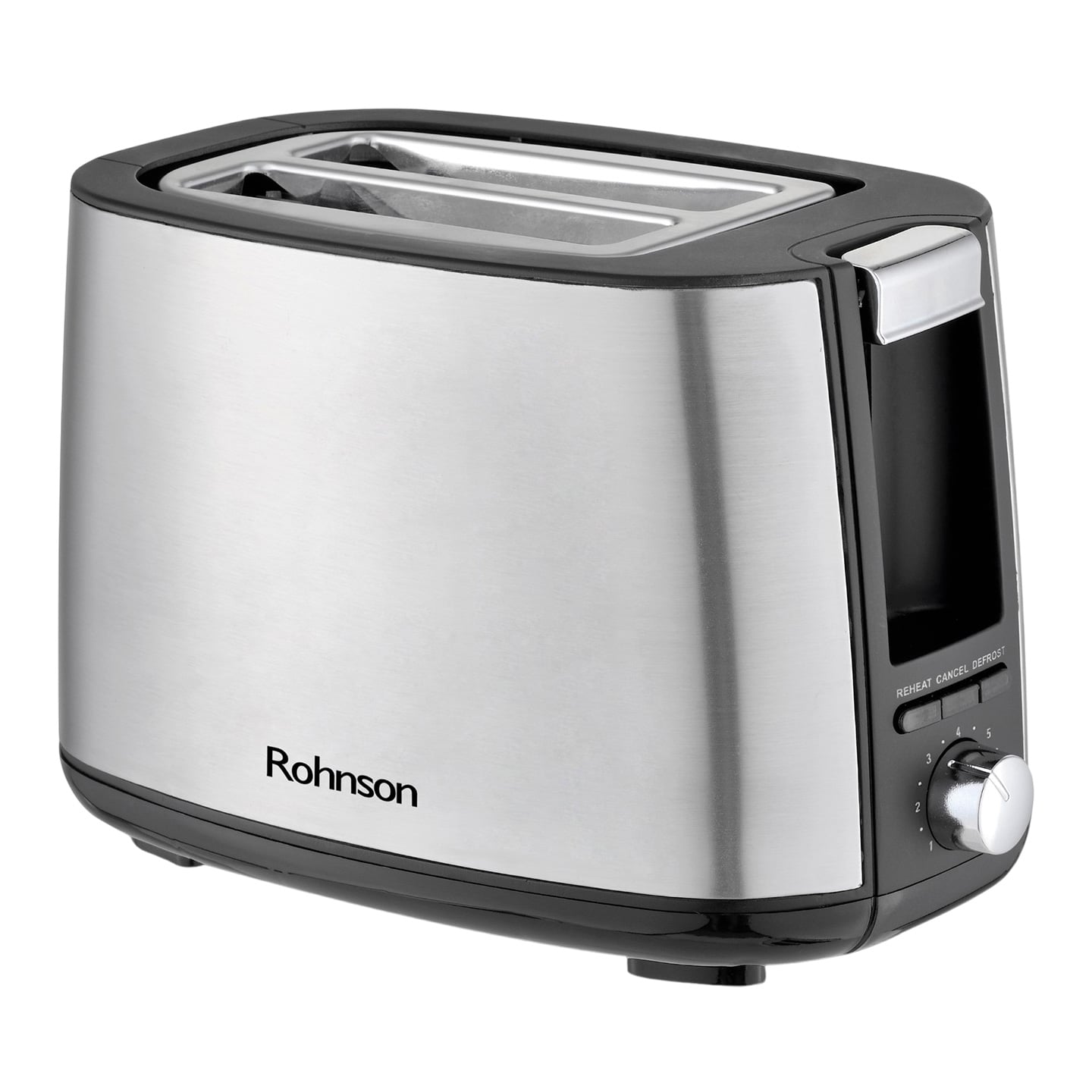 Prăjitor de pâine Rohnson R2212, 3 felii, 3 funcții, 7 niveluri de rumenire, 750 W, negru / inox