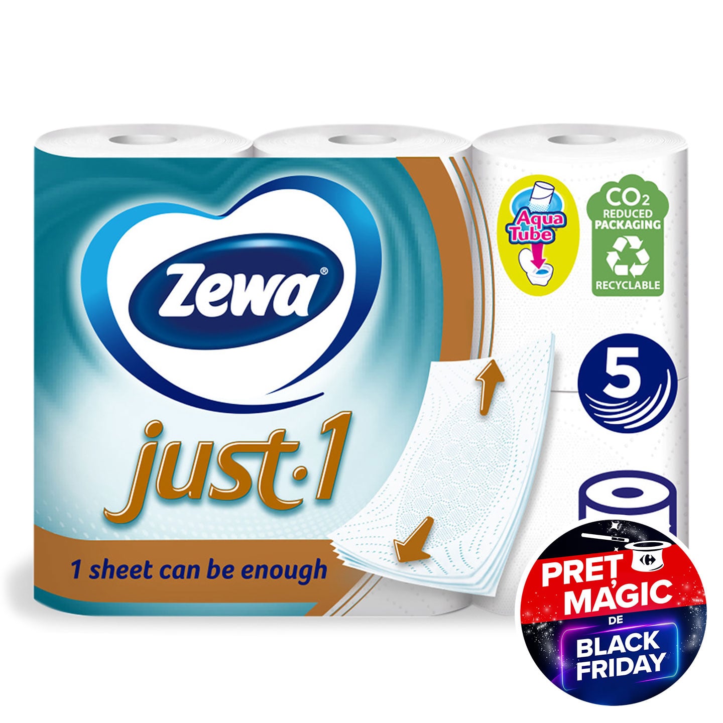 Hârtie igienică Just-1 Zewa 6 role, 5 straturi