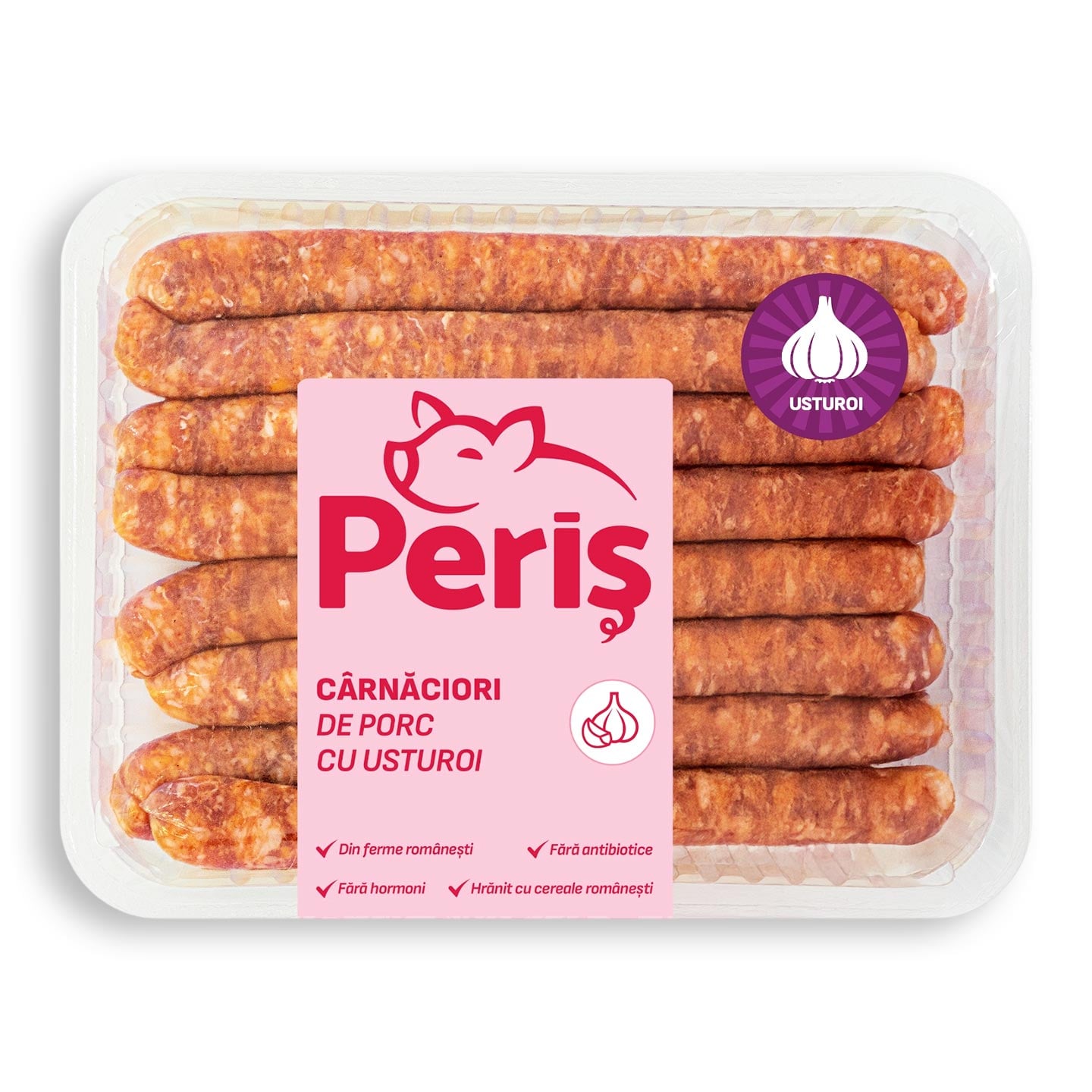 Cârnăciori cu usturoi Periș 500g