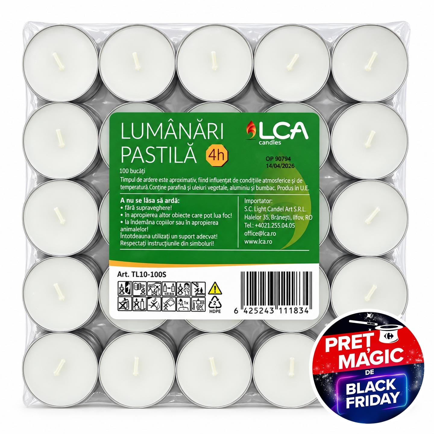 Set x 100 lumânări pastilă LCA (~4 ore)