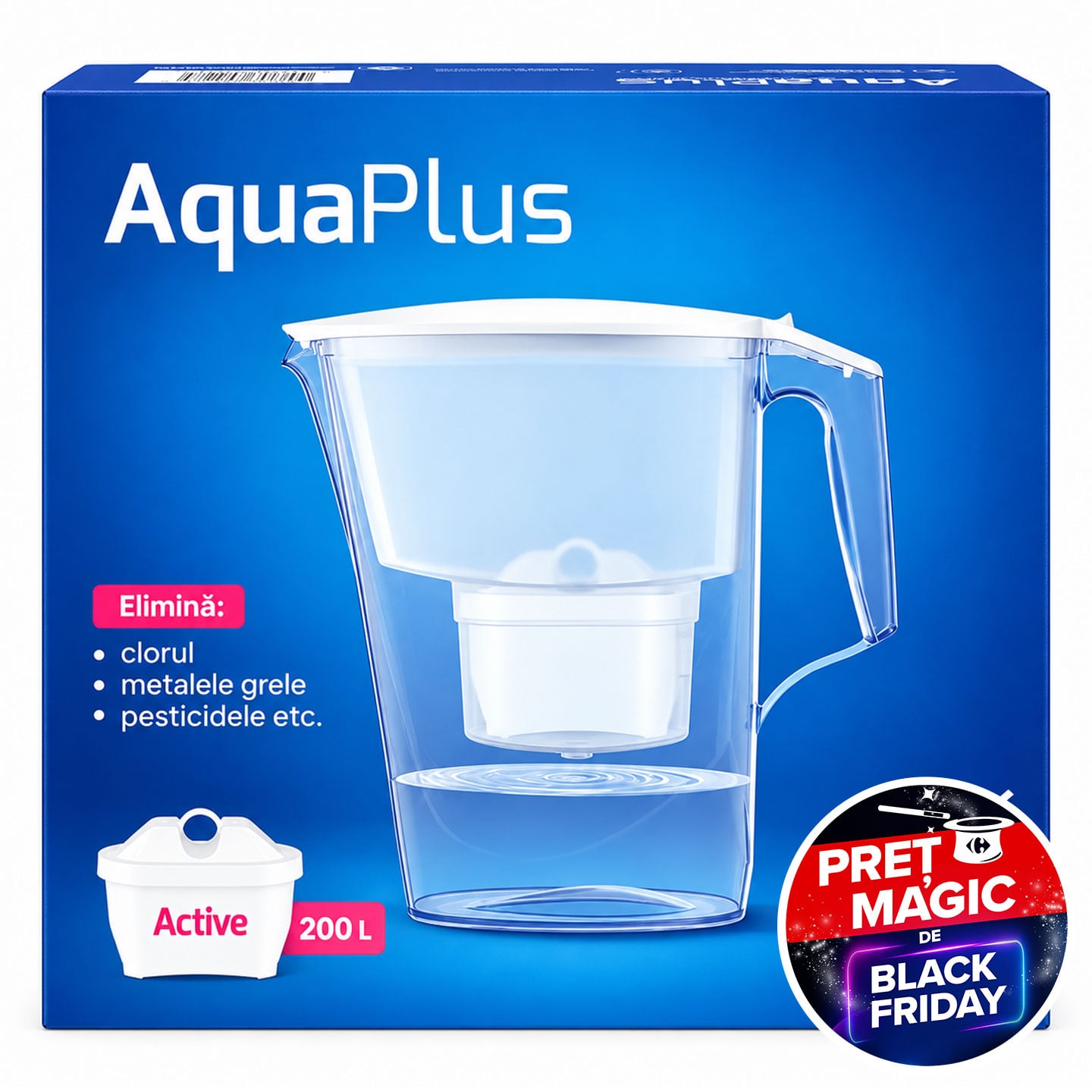 Cană filtrantă Aquaplus 2.4 L + 3 cartușe filtrante