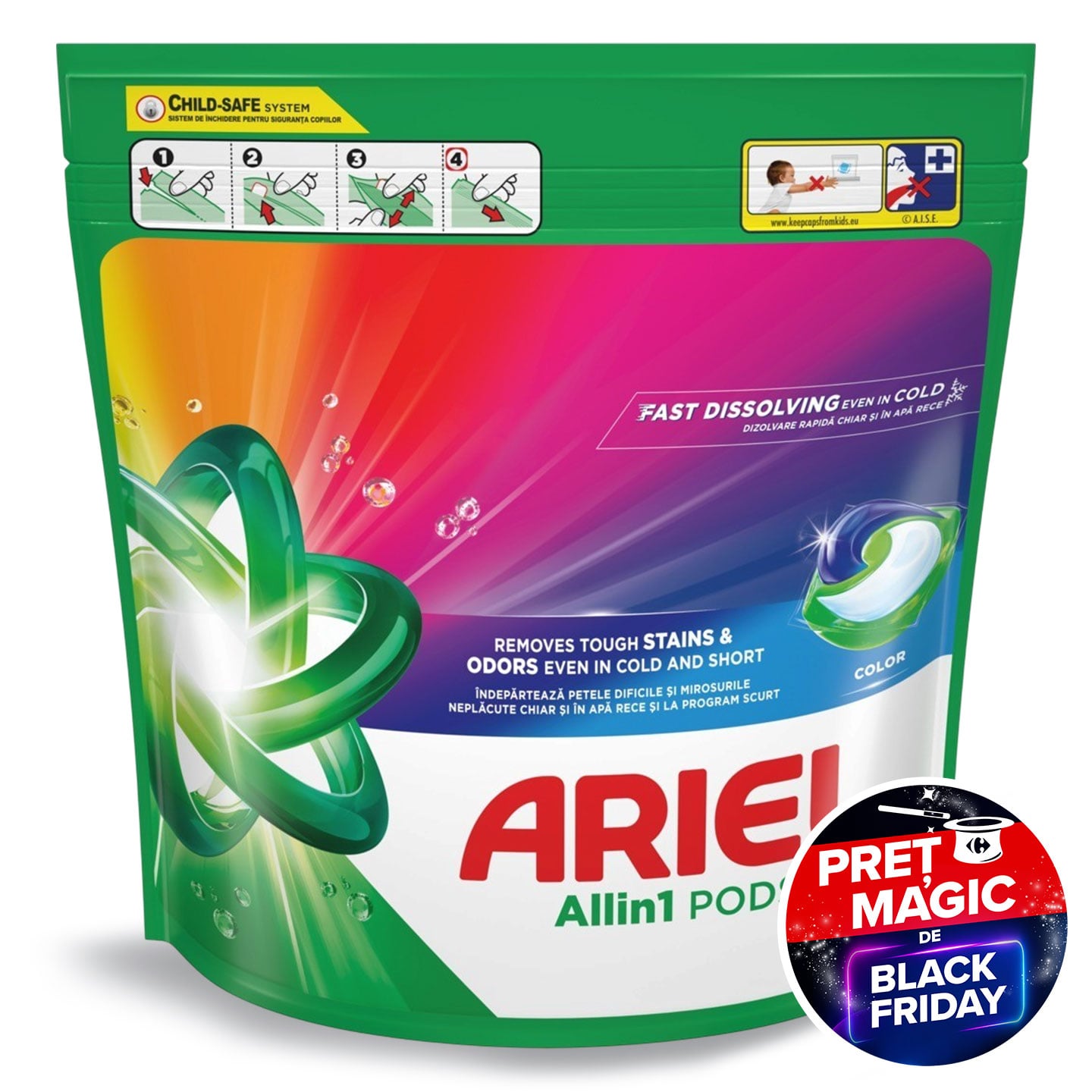 Detergent pentru rufe capsule Allin1 PODS Color Ariel 60 spălări