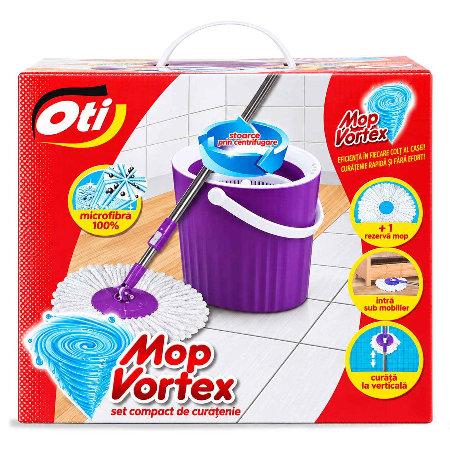 Set compact de curățenie Mop Vortex, Oti cu 1 rezerva