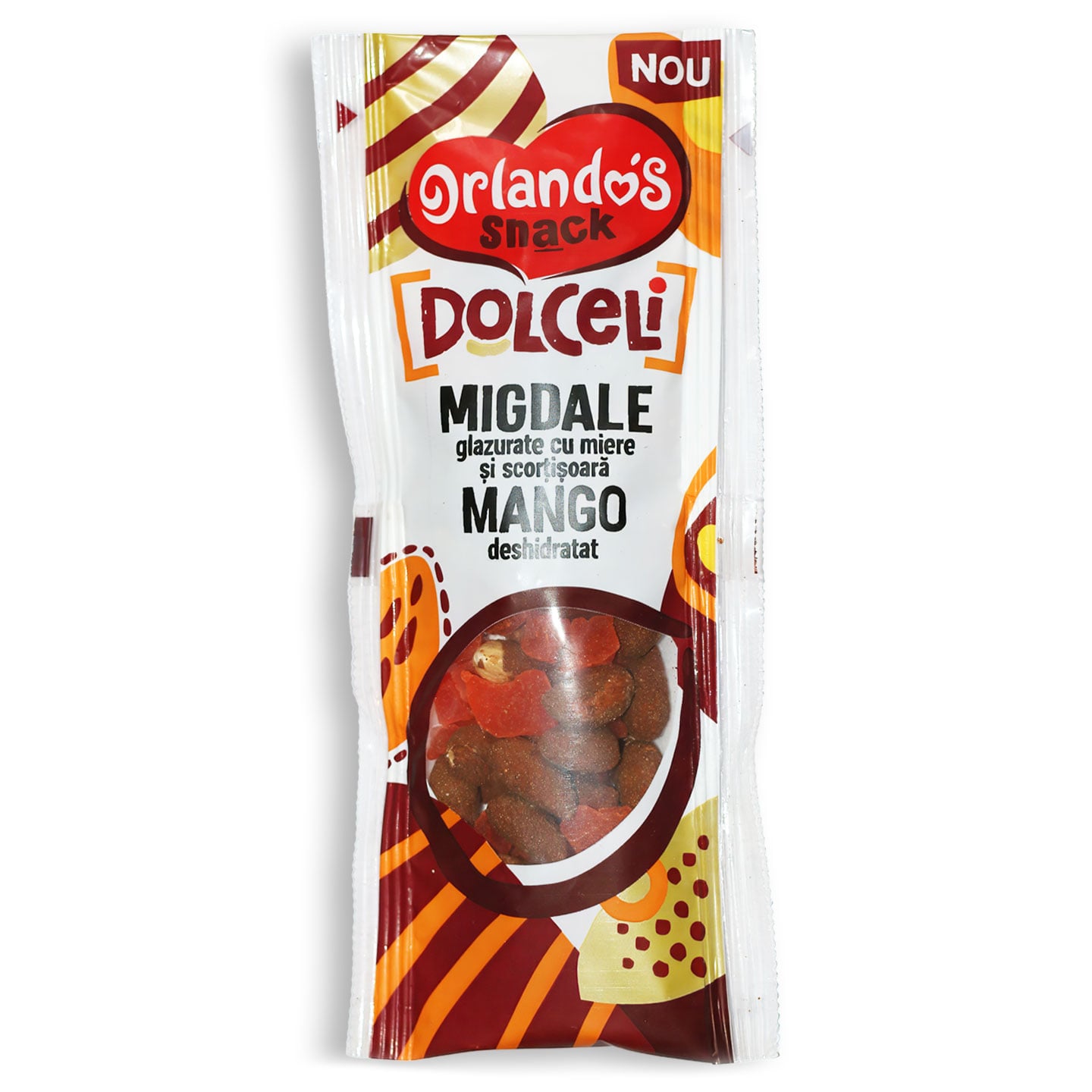 Mix migdale coapte glazurate cu  scorțișoară și mango confiat / cocos și stafide Orlandos Dolceli 60g 