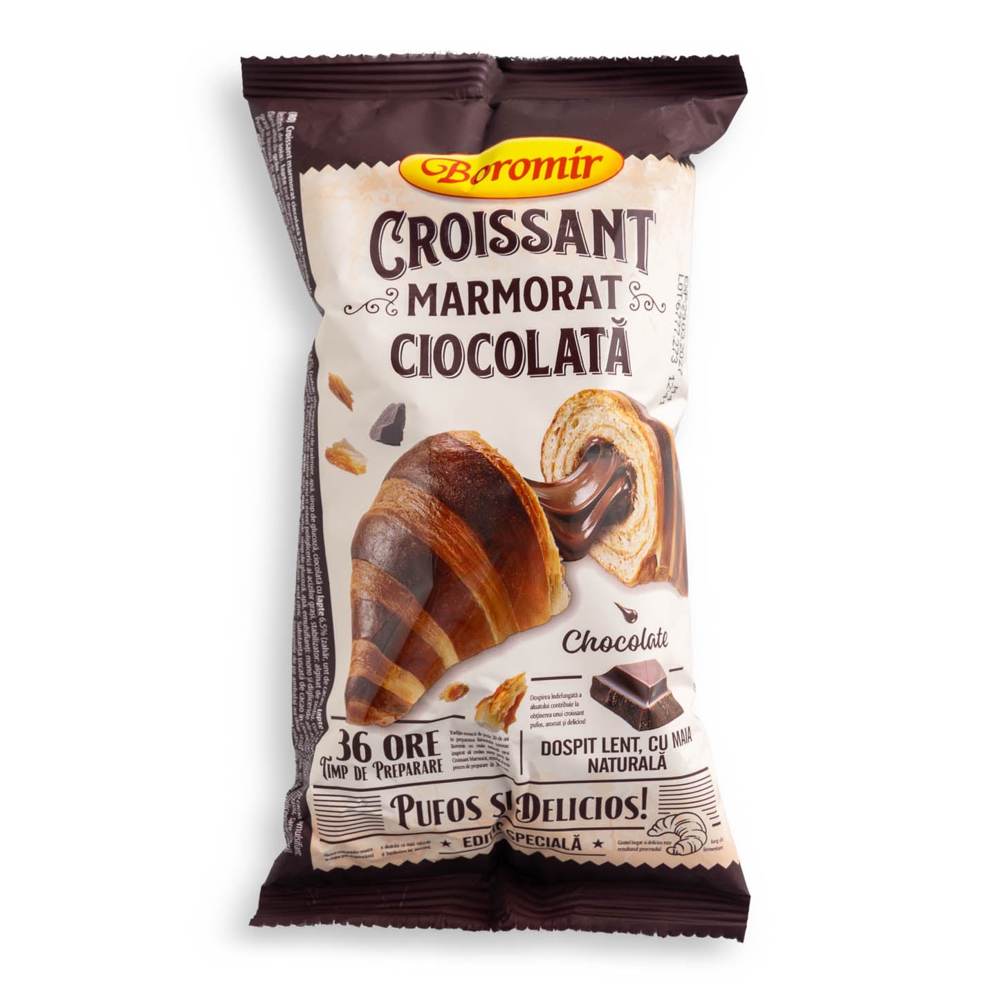 Croissant marmorat cu cremă de ciocolată / de zmeura Boromir 75 g