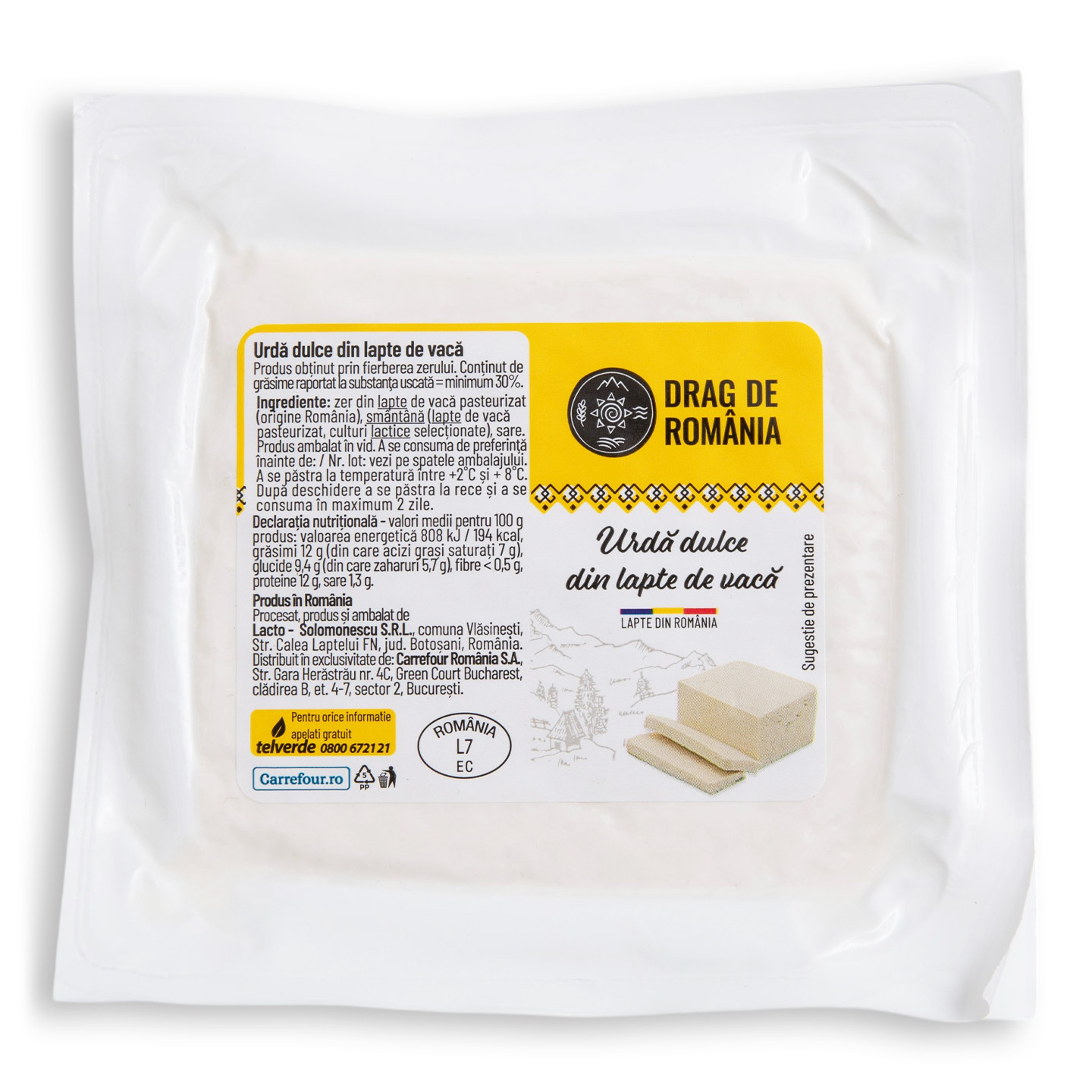 Urdă dulce din lapte de vacă per 100g
