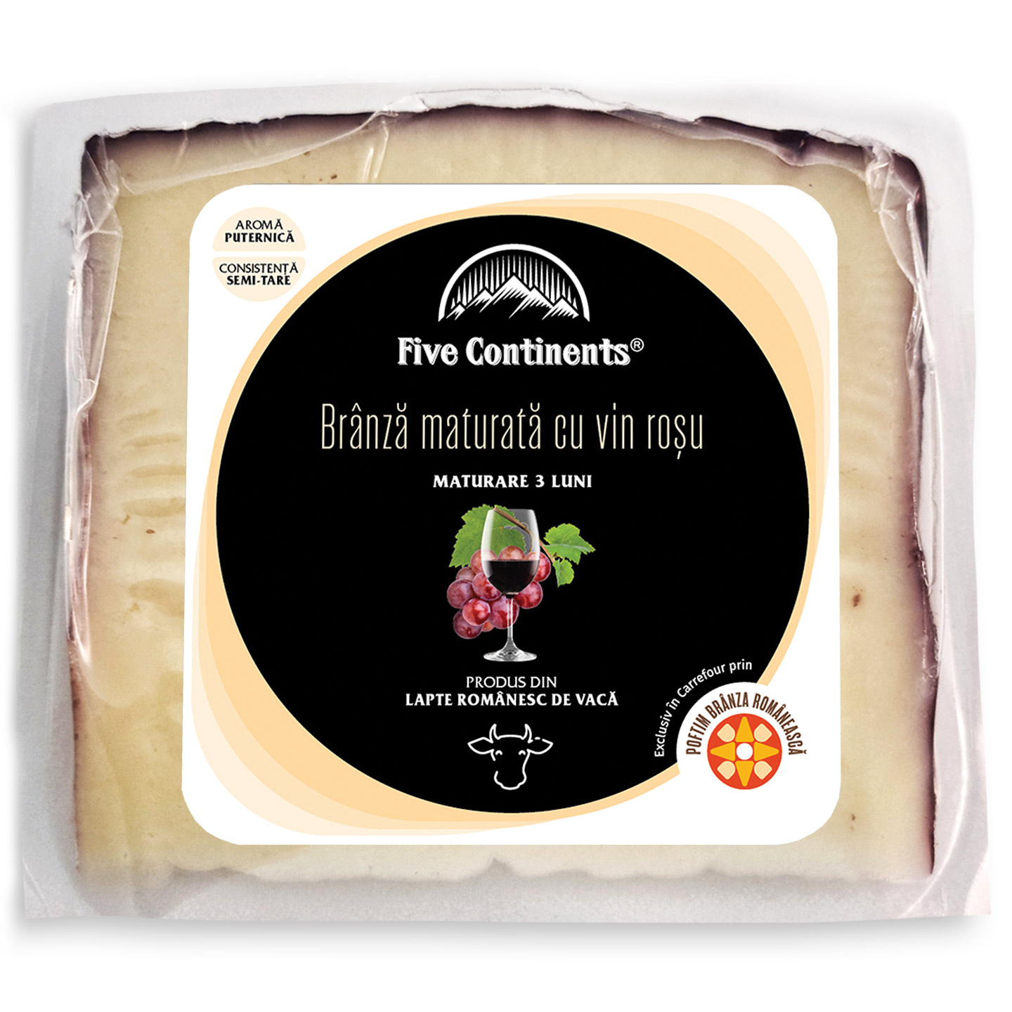Brânză maturată cu vin roșu Five Continents per 100g