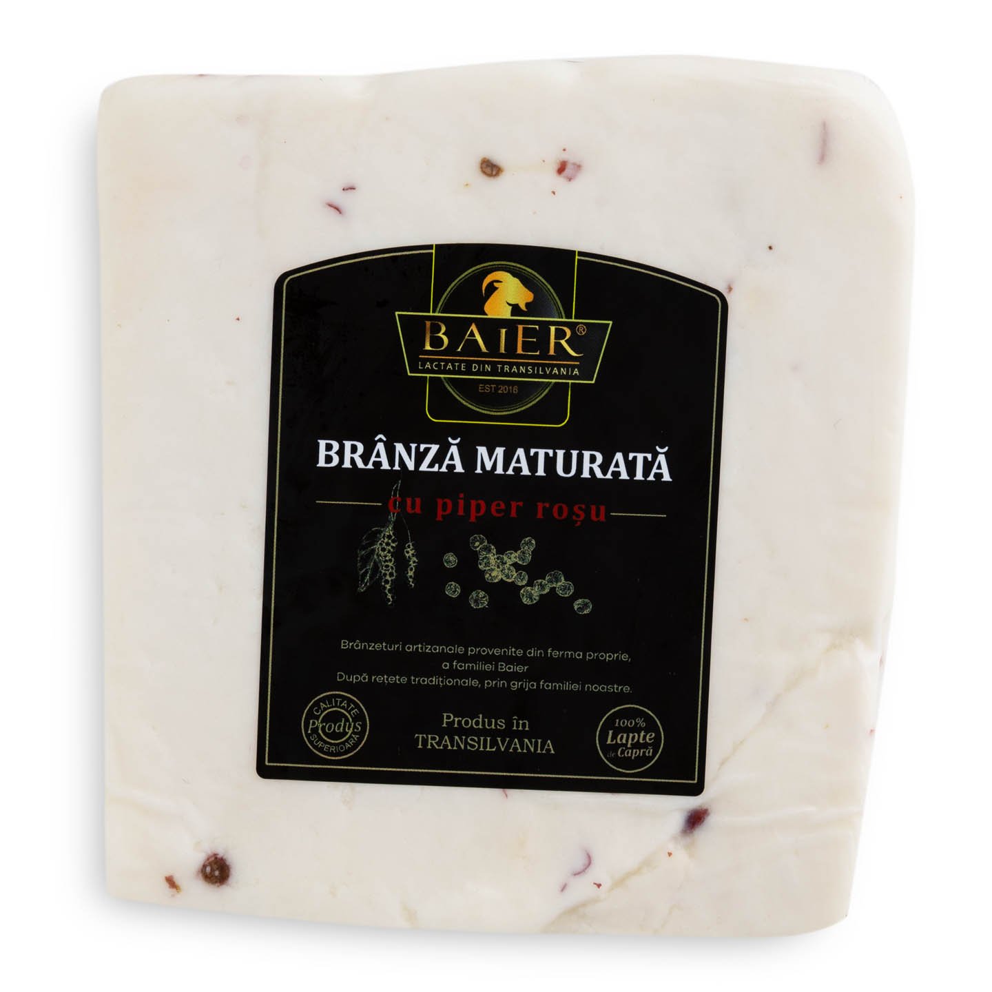 Brânză maturată de capră cu piper roșu Baier per 100g