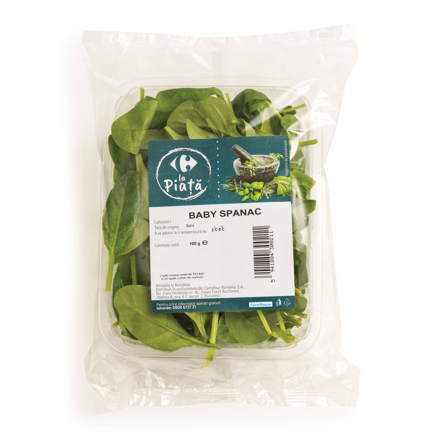 Baby spanac Carrefour La Piață 100g, calitatea I