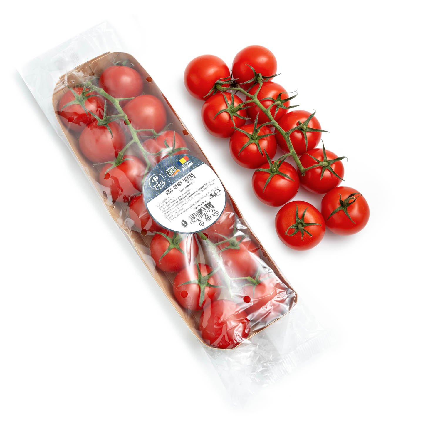 Roșii cocktail Carrefour La Piață 500g, calitatea I, calibru 30mm+