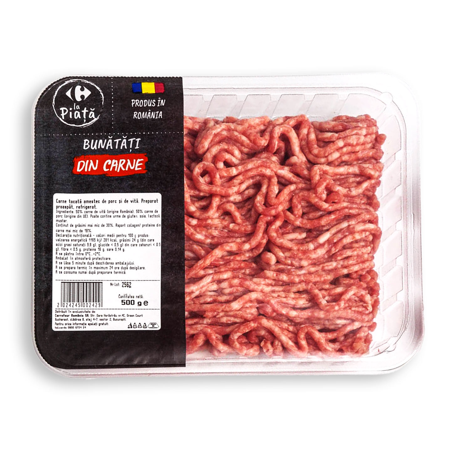 Carne tocată amestec de porc și vită Carrefour La Piață 500g