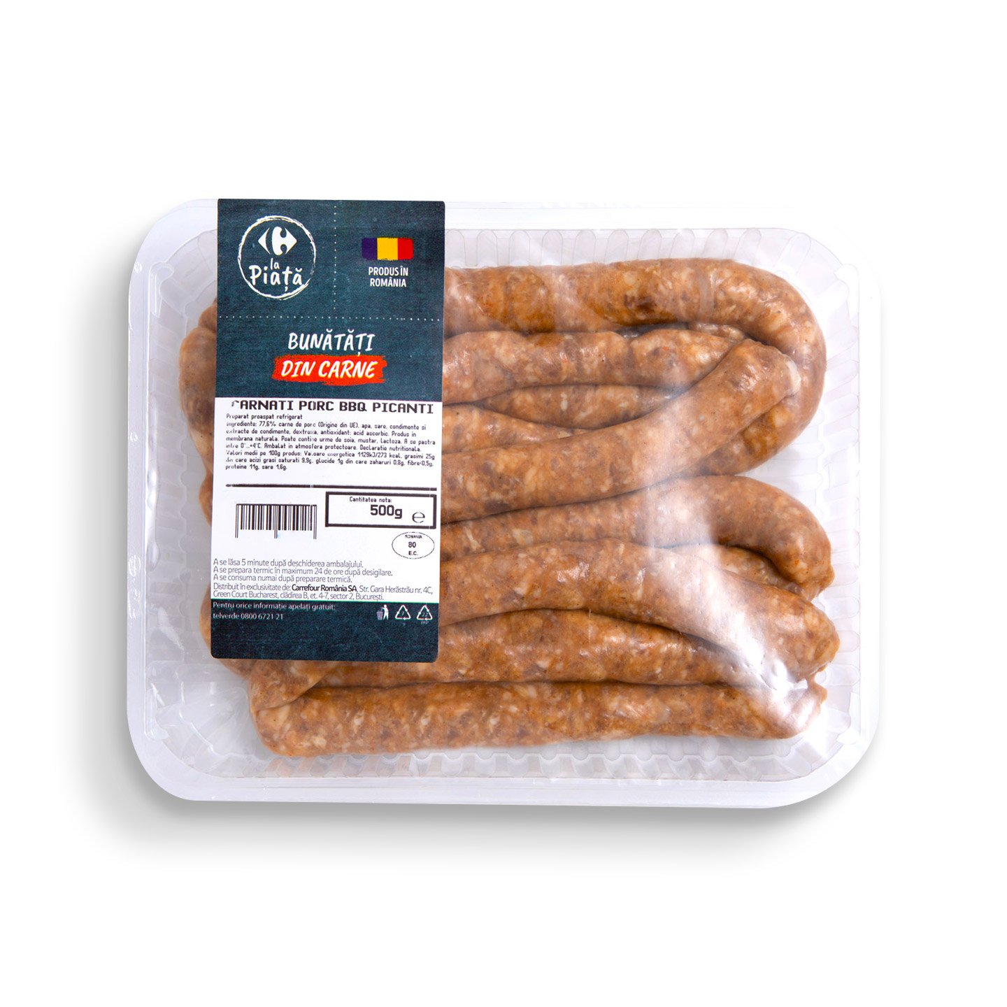Cârnați picanți pentru grătar Carrefour La Piață 500g