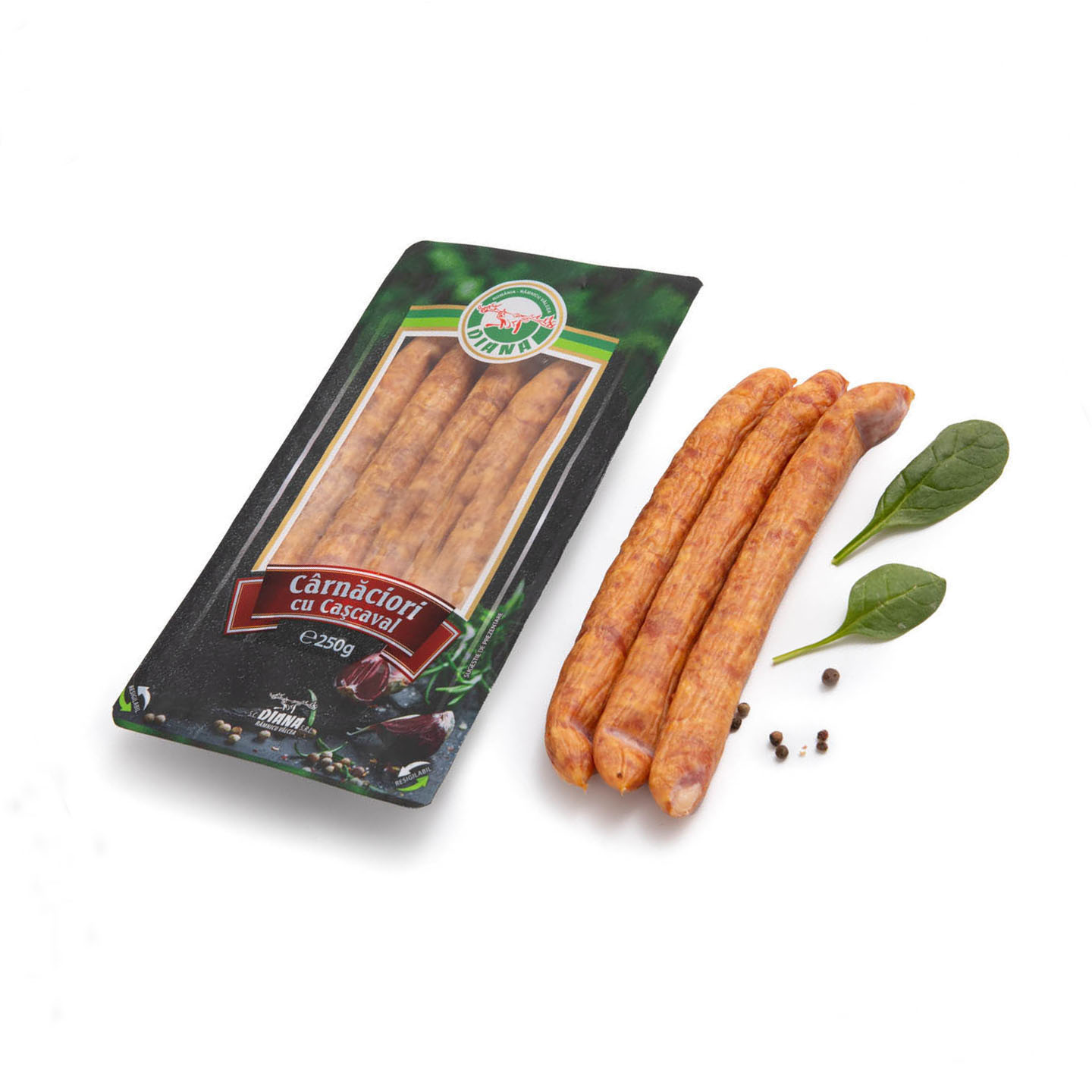 Cârnăciori cu cașcaval Diana 250g