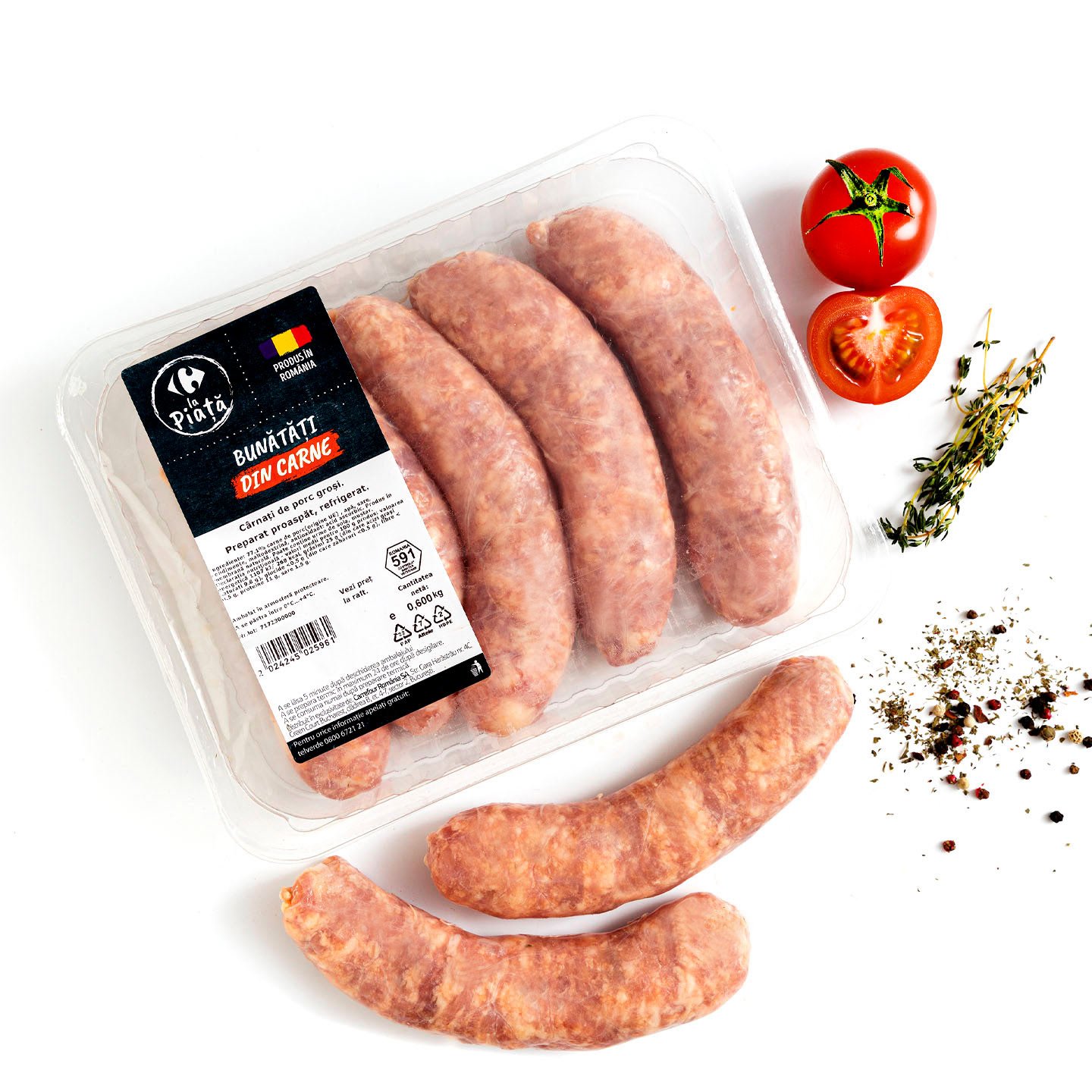Cârnați groși de porc Carrefour La Piață 600g