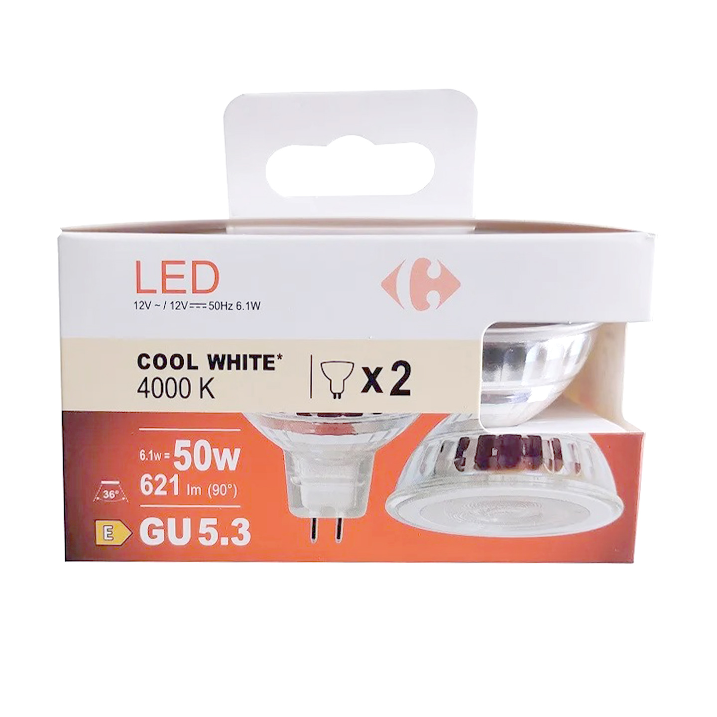 Set 2 becuri LED GU 5.3, 50W , 621 lm, 4000 K Carrefour