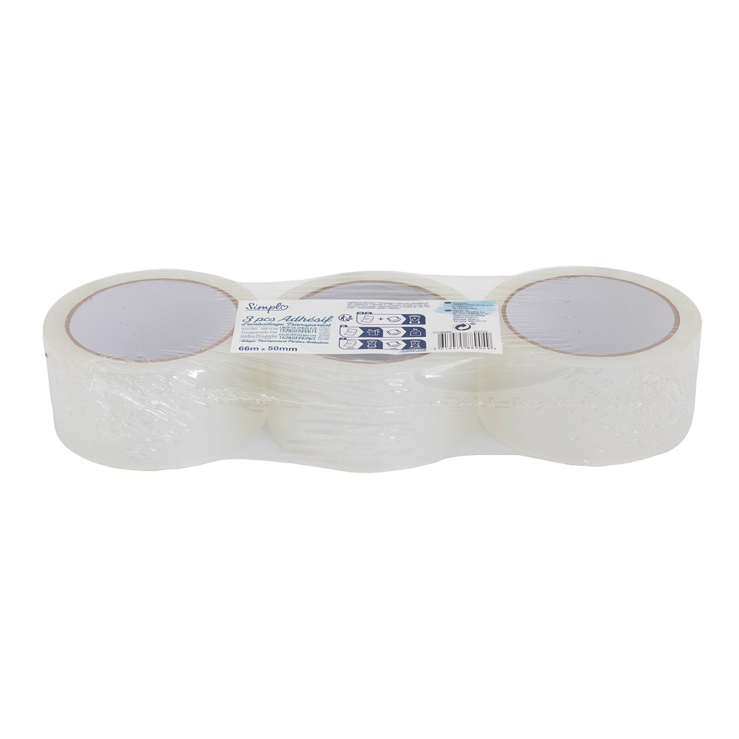 Set 3 benzi pentru ambalare, 66 m x 50 mm Carrefour