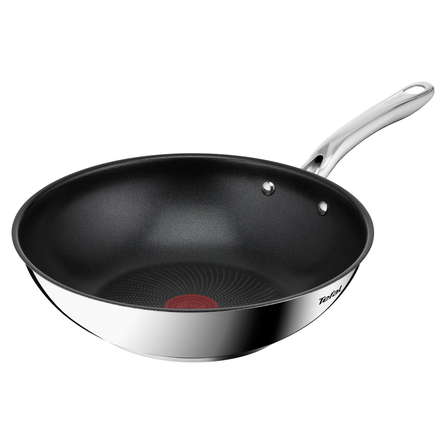 Tigaie wok Infinite, oțel inoxidabil, 28 cm, argintiu Tefal