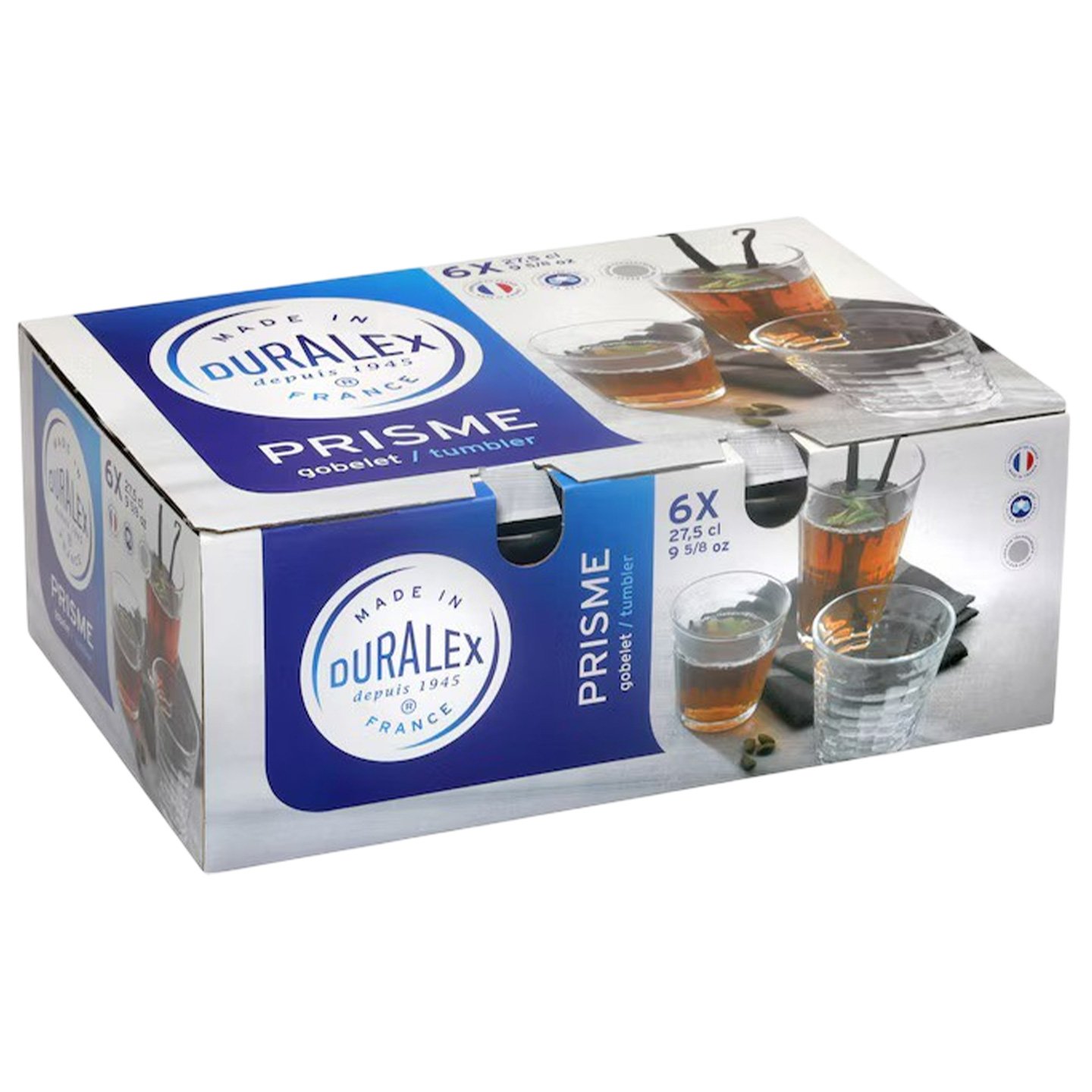 Set 6 pahare pentru apă Duralex Prisme, sticlă, 275 ml