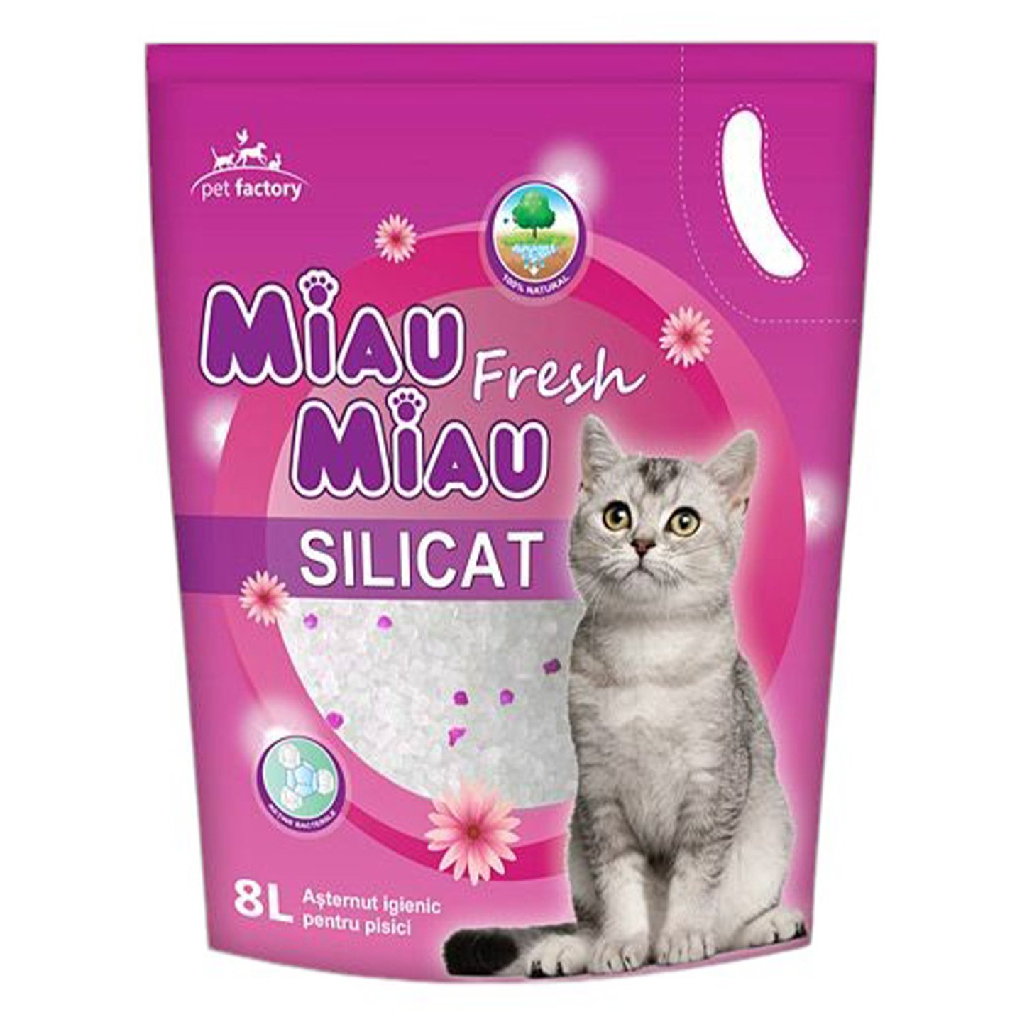 Așternut igienic pentru pisici Silicat Fresh Miau Miau 8L