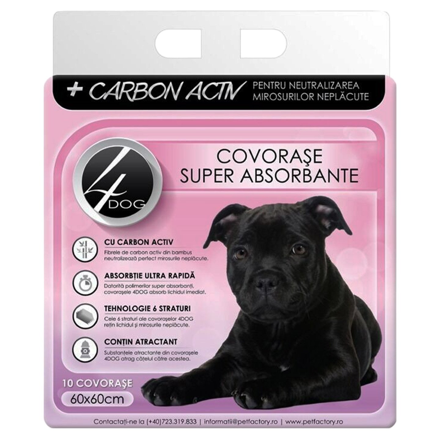 Set x 10 covorașe super-absorbante pentru căței 4Dog, cu carbon activ
