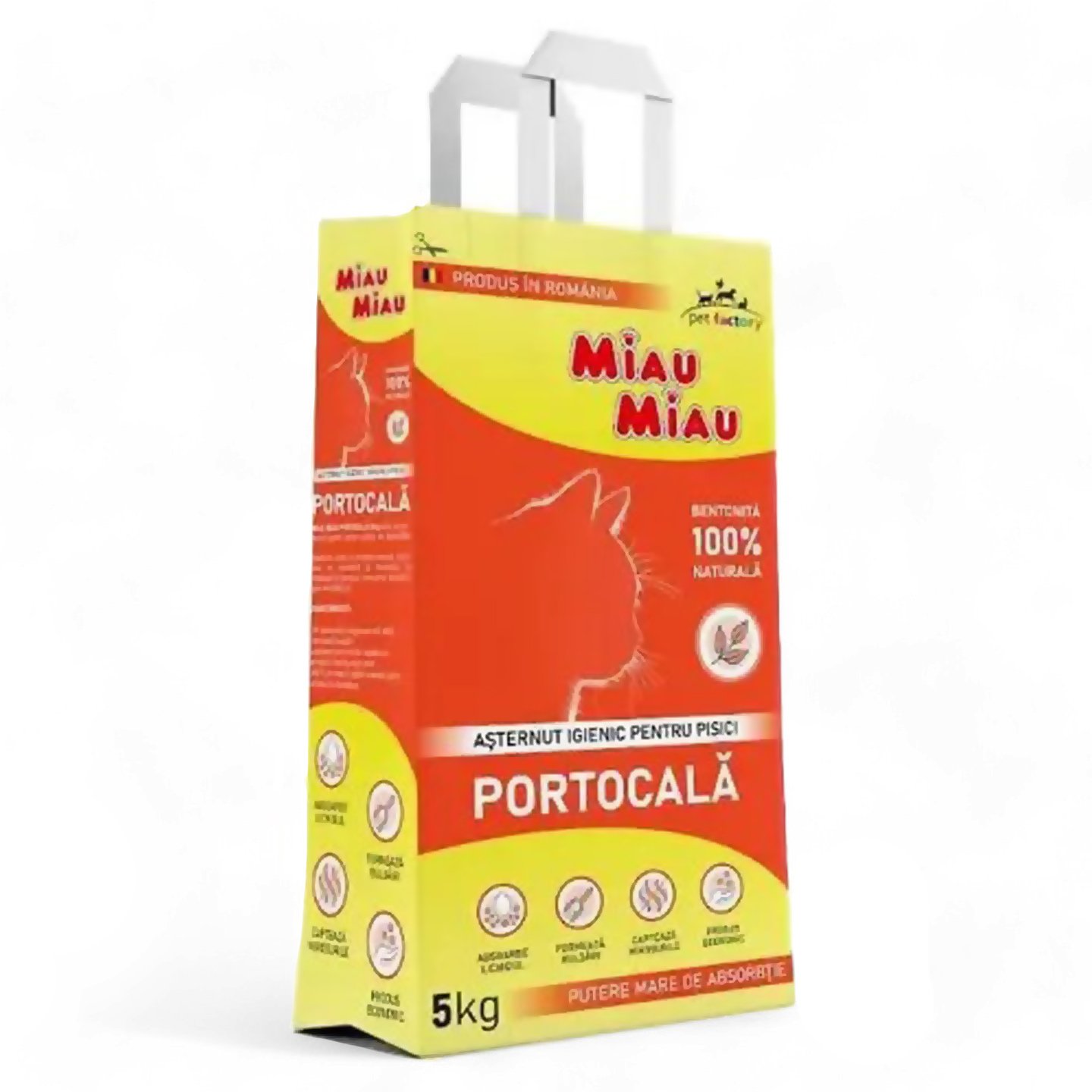Așternut igienic pentru pisici, aromă de portocală Miau Miau 5kg