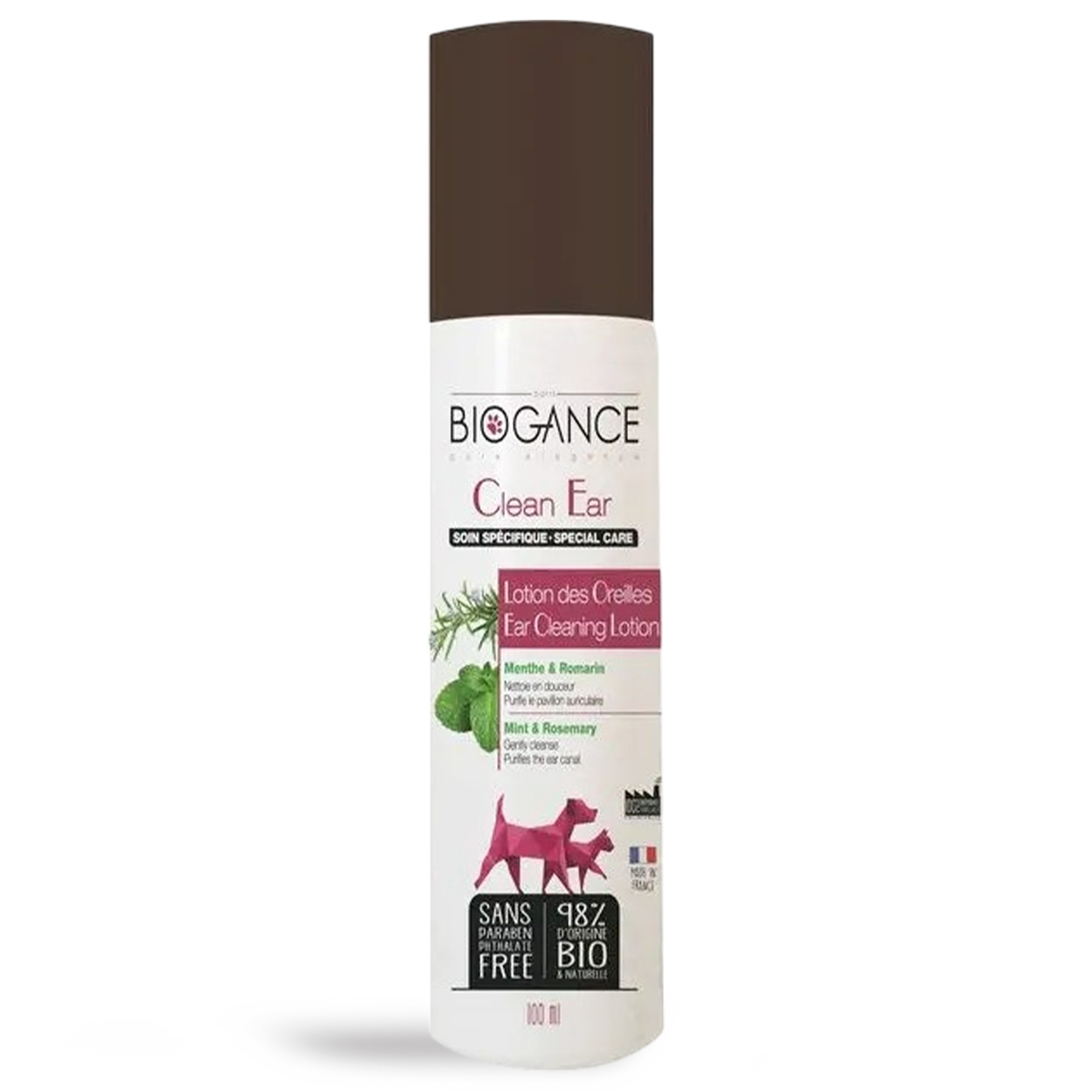 Loțiune pentru curățare urechi câini și pisici Biogance, 100 ml