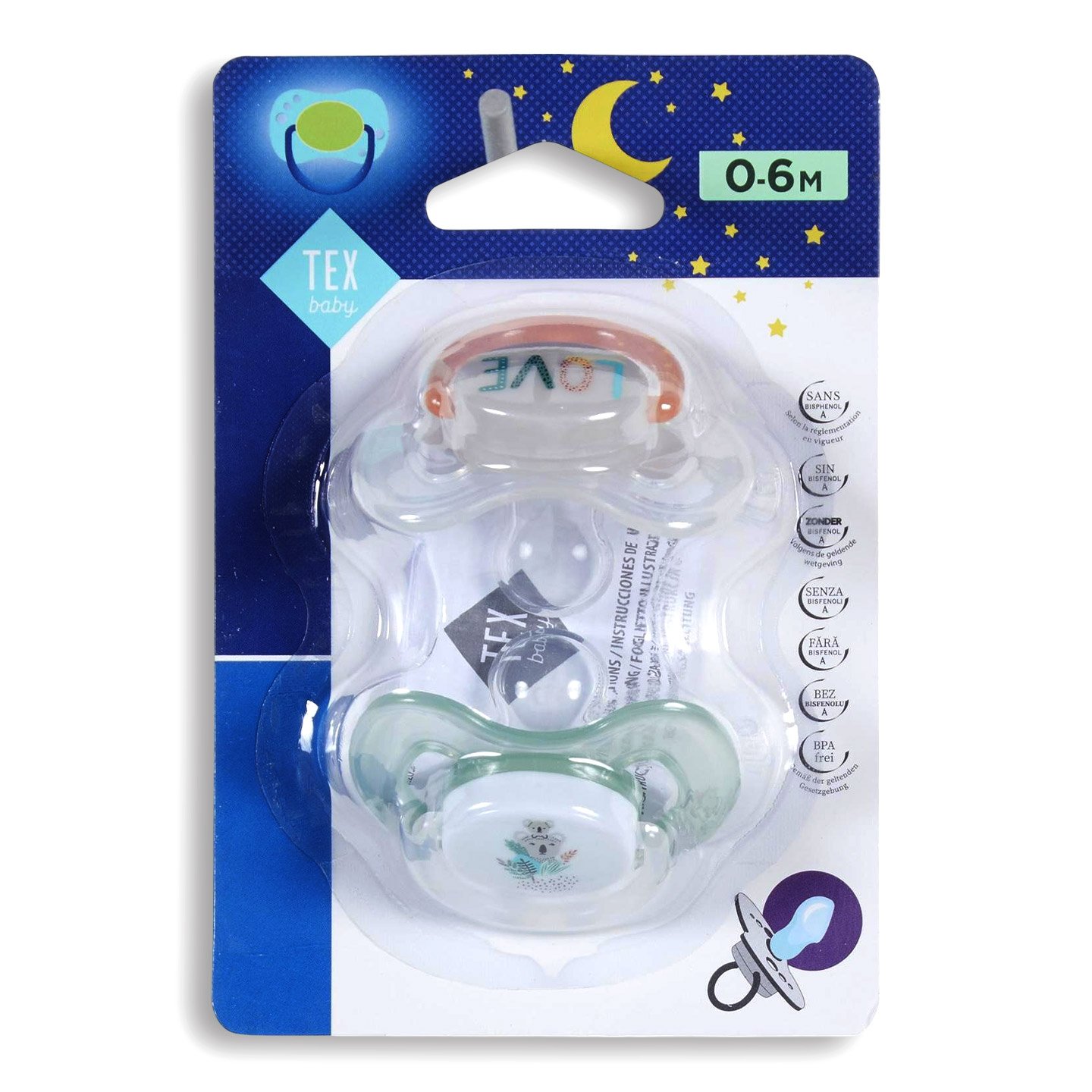 Set suzete Tex Baby, diverse culori
